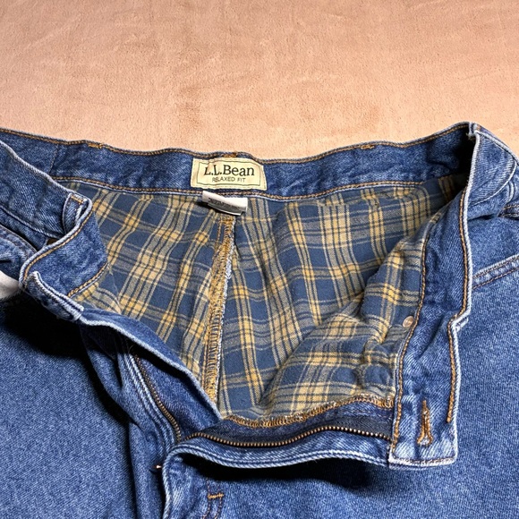 L.L.Bean Flannel Lined Relaxed Fit Jeans Outdoor Workwear Pants Men’s 38x32 - Picture 3 of 10